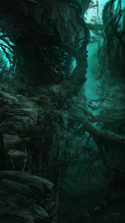 Emerald Valley environment forest green jungle landscape rocks