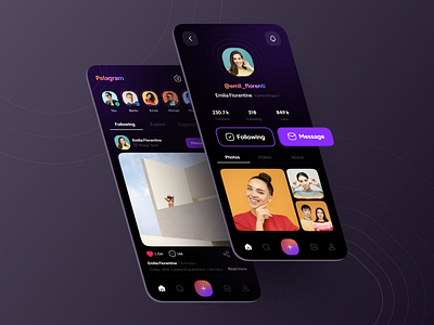 Social Media App - Dark Mode🌙 chat image instagram mail messenger pinterest social social media socialapp socialmedia story telegram tiktok twitter ui ux video whatsapp