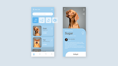 Pet Adoption UI/UX Design adobexd adopt app design dog interaction pet ui uiux uiuxdesign ux