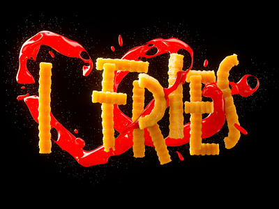 I ❤️ Fries 3d art 3dlettering 3drender brand cgi cinema4d design graphic design illustration octanerender photoshop typography