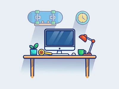 workspace 💻🖥️ computer designer desktop developer freelancer icon illustration laptop logo office pc programmer screen table technology vector work workdesk workplace workspace