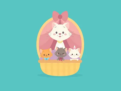 The Aristocats adobe illustrator character design cute disney illustration jerrod maruyama kawaii vectorart