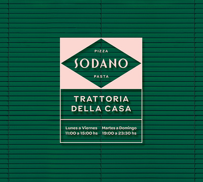 Trattoria Sodano 2018 argentina branding design geometric graphicdesign green italian food italy logo logo design logotype minimal pasta pink pizza restaurant trattoria typogaphy window