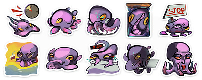 Octopus stickers animal cute illustration nature octopus sticker stickers vector illustration