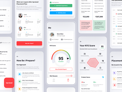 The Upraised App app branding icon job mobile app design radar resume score test ux work experience