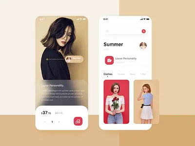 Apparel e-commerce -UI concept app arounda beige clothes clothing concept debut effect electronic commerce fashion mobile navigation pink purple shop summer transparent uiux 设计