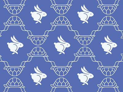 "Thinking, Fast & Slow" Pattern art bunny design graphic graphicdesign illustration pattern psychology rabbit tortoise turtle vector weeklywarmup