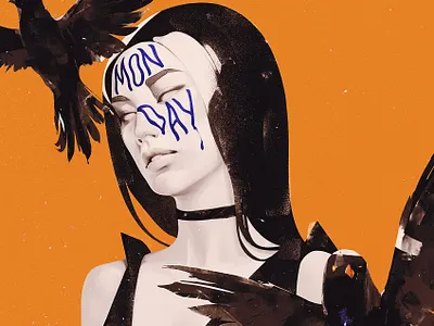 Monday Mask character dark gothic halloween handlettering lettering mask monday mondays orange painting photoshop portrair portrait illustration scary