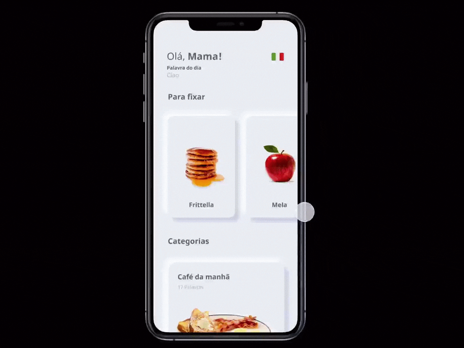 Learn Italian with AR animation app app design apple apple design branding design illustration mobile ui ux