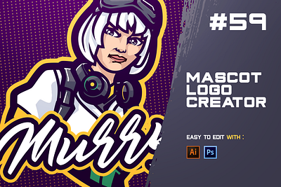 MURRY E SPORTS LOGO CREATOR badge brand dj esports game gaming girls google human illustration logo mascot murry people shirt sports typography villain wild women