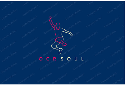 OCR SOUL logo bicolor blue branding branding design creative design flat football group logo logo design minimal minimalist logo modern logo player practice red soul unique unique logo