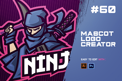 NINJA ESPORTS LOGO CREATOR anime badge brand branding cartoon e sports esports game gaming illustration japan logo ninjai people samurai shuriken sneaking sport sports wild