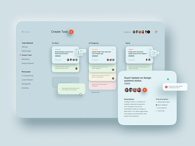 Task Management animation app application clean ui dashboard drag and drop minimalistic mobile neumorphic neumorphism task task management tasklist teams teamwork typogaphy web website