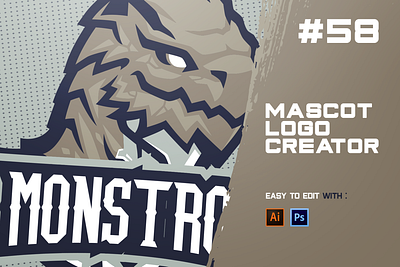 MONSTRO E SPORTS LOGO CREATOR ancient animals badge big brand branding dinosaur esports game gaming giant huge illustration logo mascot monster old prehistoryc sport sports