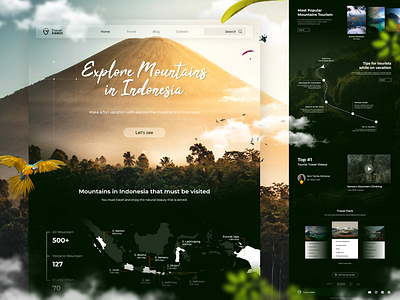 Travel Landing Page adventure clean clean design creative dribbble explore indonesia landing page mountains natural parallax website travel travel agency traveling trip ui design ux web web design website design