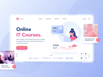 PHAZE Landing page builder Kit brightui cources girl character hero heroui itcourses landing landingkit landingpage landingpages pinkui uikit