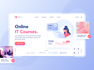 PHAZE Landing page builder Kit brightui cources girl character hero heroui itcourses landing landingkit landingpage landingpages pinkui uikit