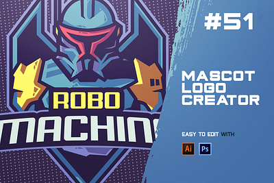 ROBO MACHINE ESPORTS LOGO CREATOR badge blue brand branding esports game gaming giant gundam illustration laser logo machine mascot robot robotics robots sport sports vector