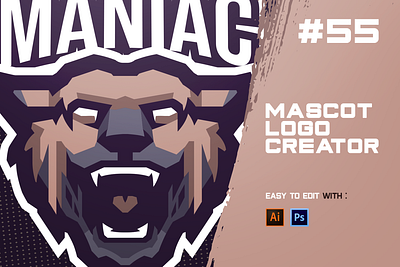 WILD MANIAC E SPORTS LOGO CREATOR animals badge bear brand branding brown carnivore esports forest game gaming illustration logo mamals mascot rage sport sports vector wild