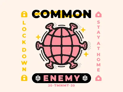 Common Enemy design flat illustration tshirt design typography vector vintage