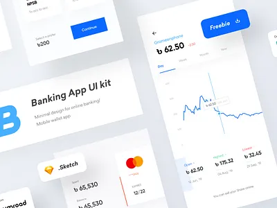Banking/Wallet App UI Kit | Freebie bank app bank ui kit banking app credit card free mobile ui kit free ui kit free wallet app freebie graph ui mobile graph mobile wallet mobile wallet kit money transfer online banking online banking ui kit stock exchange transaction ui wallet app wallet ui kit