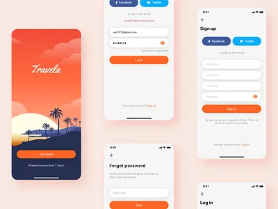 Travela - A Travel and Hotel booking App (Part-1) booking booking app forgot hotel login sign up splash travel travel app travela ui