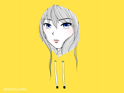 Yellow Hoodie anime hoodie human illustration paint tool sai visualization woman woman illustration yellow