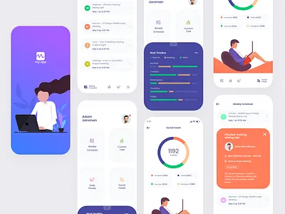 My App Mobile colorfull pp illustraion reports and data