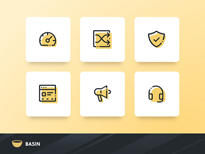 Basin Web Icon set app branding flat icon icon set illustration logo mobile outline product design set simple stroke ui ux vector website website design websites yellow