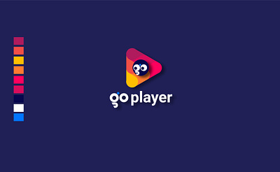 Go player App Logo abstract android app app developer asymmetry blog cmyk coding colorful creative developer entertainment film four color logo interactive media movie mp3 multimedia music