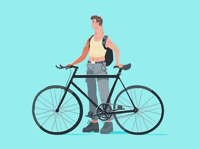 002 - Fixie Bloke bike brisbane color drawing illustration illustrator man photoshop