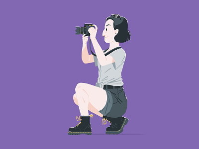 004 - Crouching Photo Hidden Doc Martens brisbane camera design drawing girl illustration illustrator photoshop photoshop art