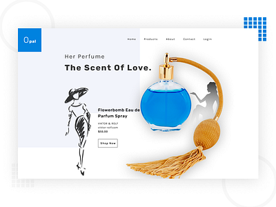 Opal - Perfume Store branding figma flat ladies perfume landing page latest design minimal new design online shop online store perfume perfume bottle perfume store popular scent sketch smell ui ux web design