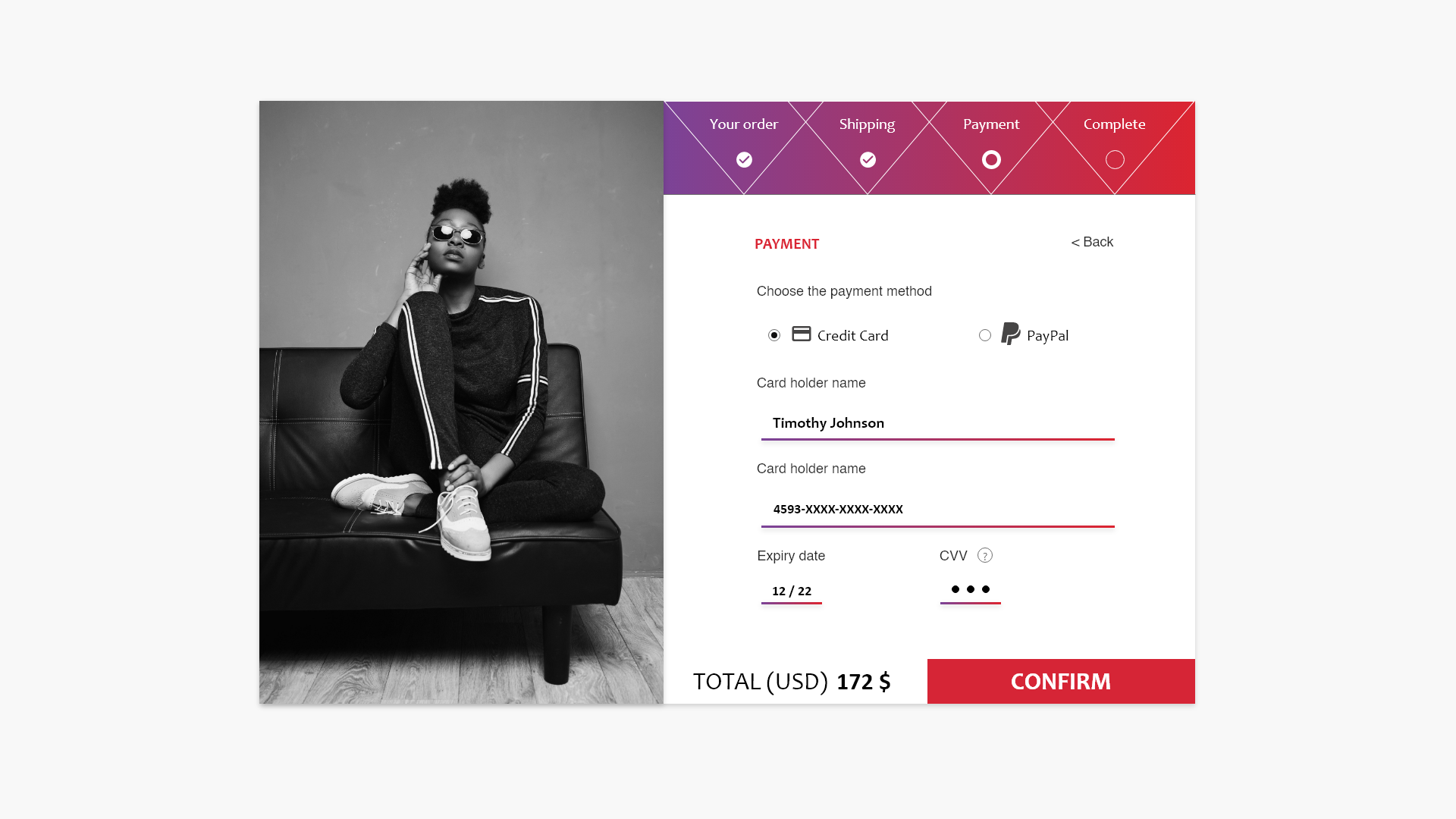 Example of Daily UI Challenge #002 - Credit Card Checkout
