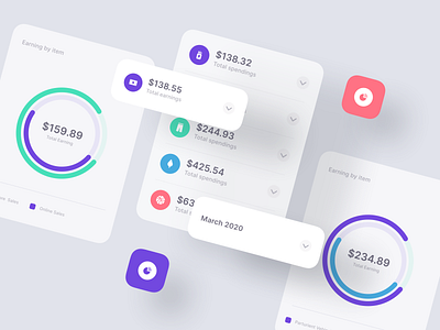 Finance Dashboard Elements analytics app cards clean closer dashboard desktop elements finance finance app financial fintech fintech app mobile product shadow ui user interface ux