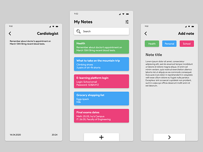 Note app - Light mode android app calendar note to do ui ui design