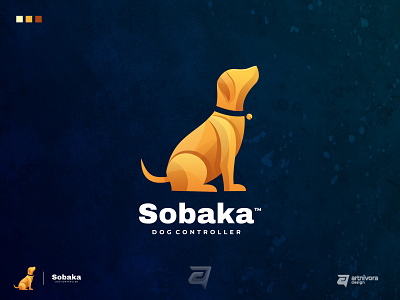 SOBAKA abstract animal art character creative cute design dog gradient graphic icon identity illustration logo mascot modern pet sitting style vector