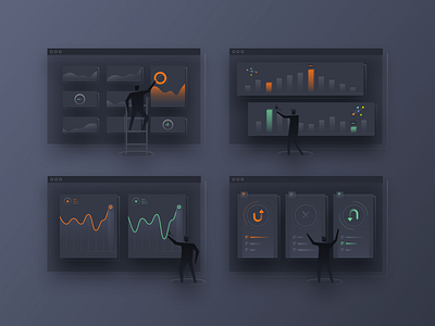 data show app flat illustration ui ux