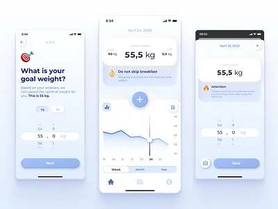 Weight Control Application app design development figma healthy ios neomorphism ui ux weight