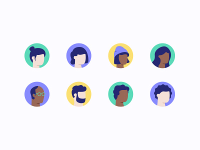 Profile Avatars avatar avatar icons avatars character circle green hair head icon icons illustration illustrations popup product design profile profiles sleeknote ui ux yellow