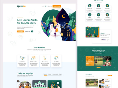 Charity Non Profit landing page design 2020 2020 trend charity charity event clean design donations food donation illustrations landingpage minimal trend ui uixfold ux webdesign