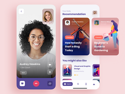 Online Education & Teaching Courses App chat class coaching course cuberto design education figma meeting mobile online product recommendations teaching ui ux video