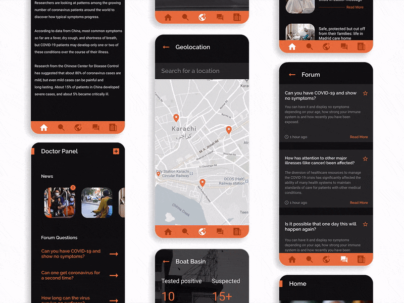 UI Design - News Alert alert app dark dark theme dark ui design flat latest news minimal news news app newsfeed pandemic