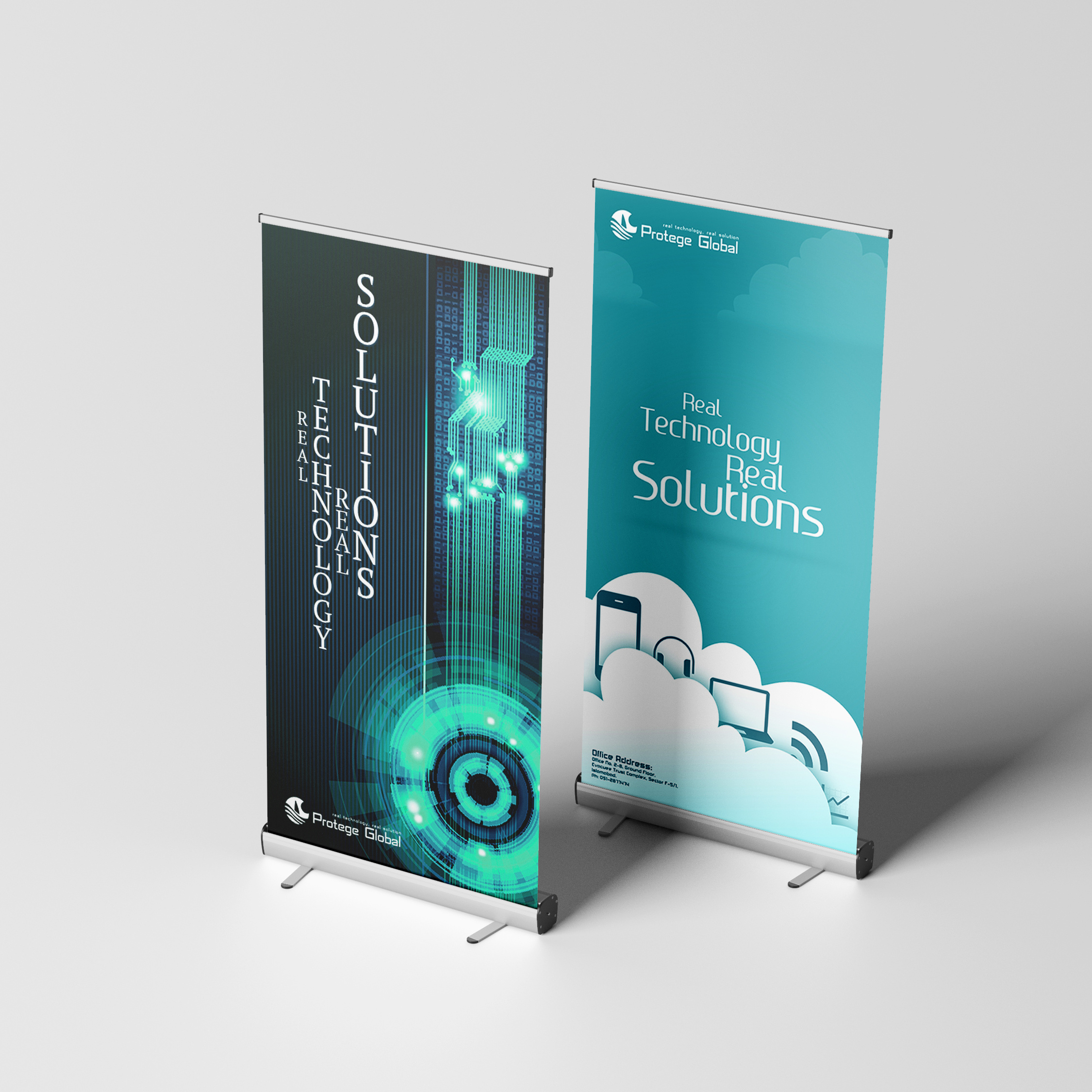 Protege Global Roller Banner app branding illus illustrator photoshop roller banner saas signage