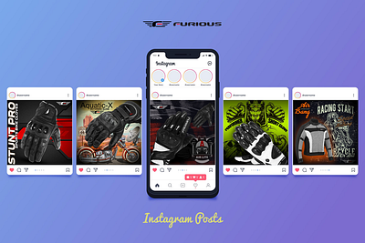 Furious Gear Instagram Posts branding design figma instagram photoshop social media typography ui design ux design vector web design