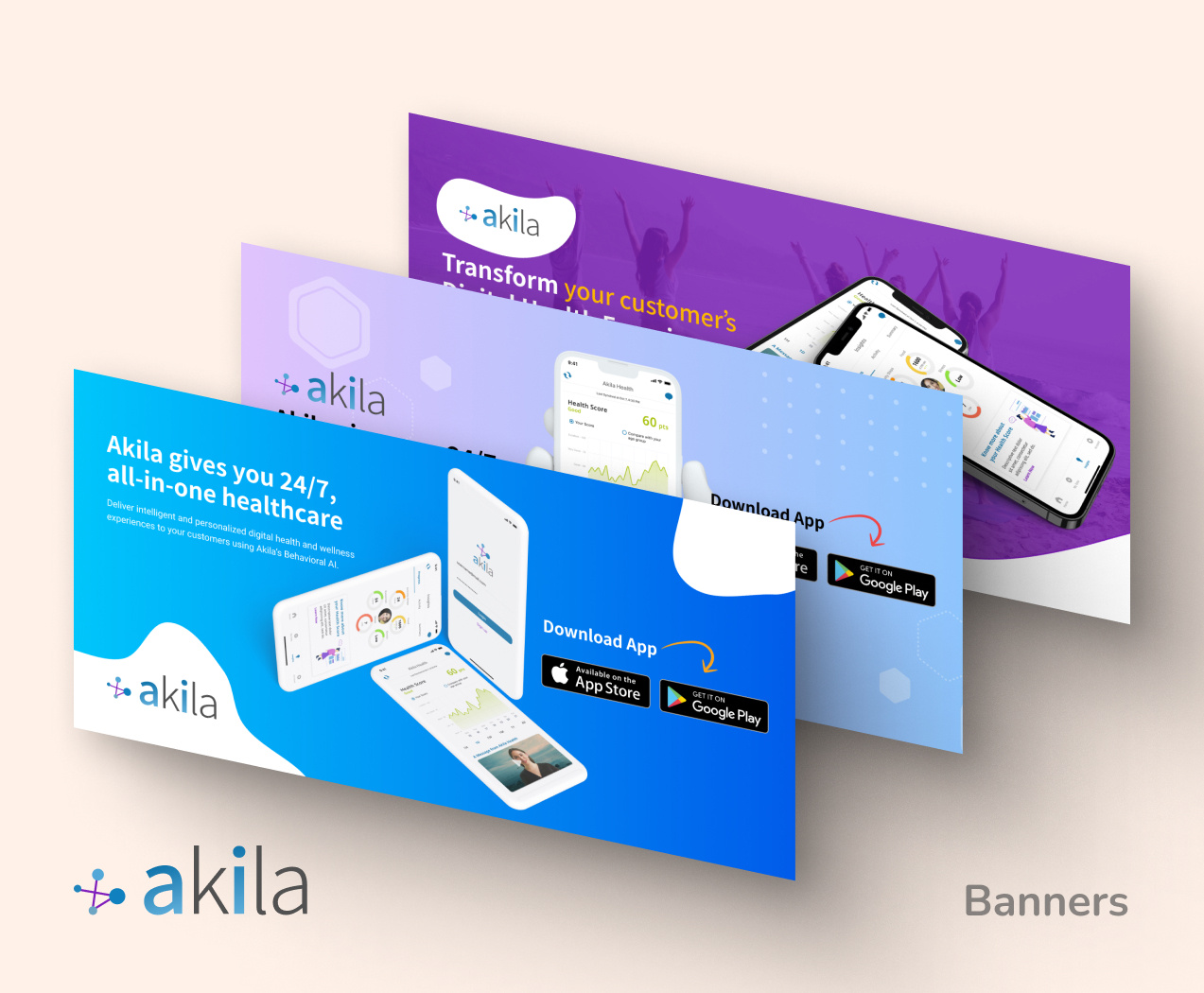 Akila Labs Banners ai branding figma graphic design health care photoshop saas theme design typography