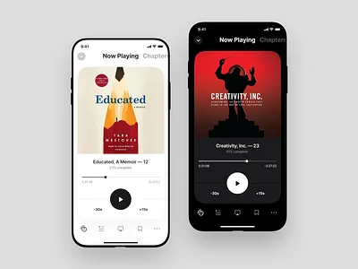 Light & Dark app app design audiobook betraydan clean dark icons light minimal mobile player ui