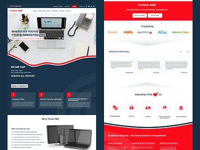 Three pbx | Landing page design agile business communication landing design modern phone service ui ux voip