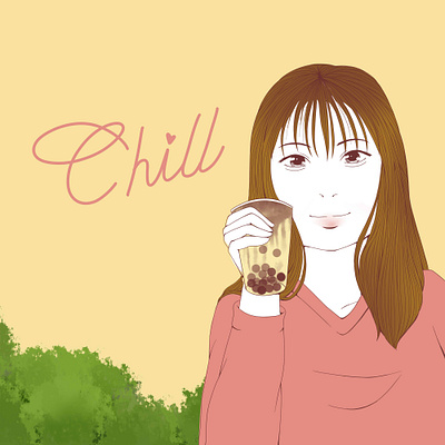 Chill & Boba anime boba boba tea chill design human illustration paint tool sai visualization woman woman illustration