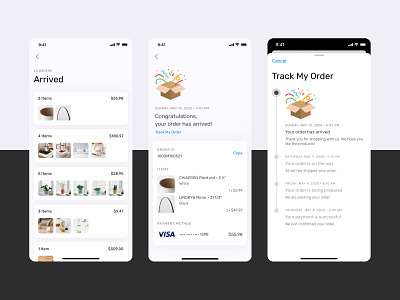 Order History Exploration mobile app design order history ui